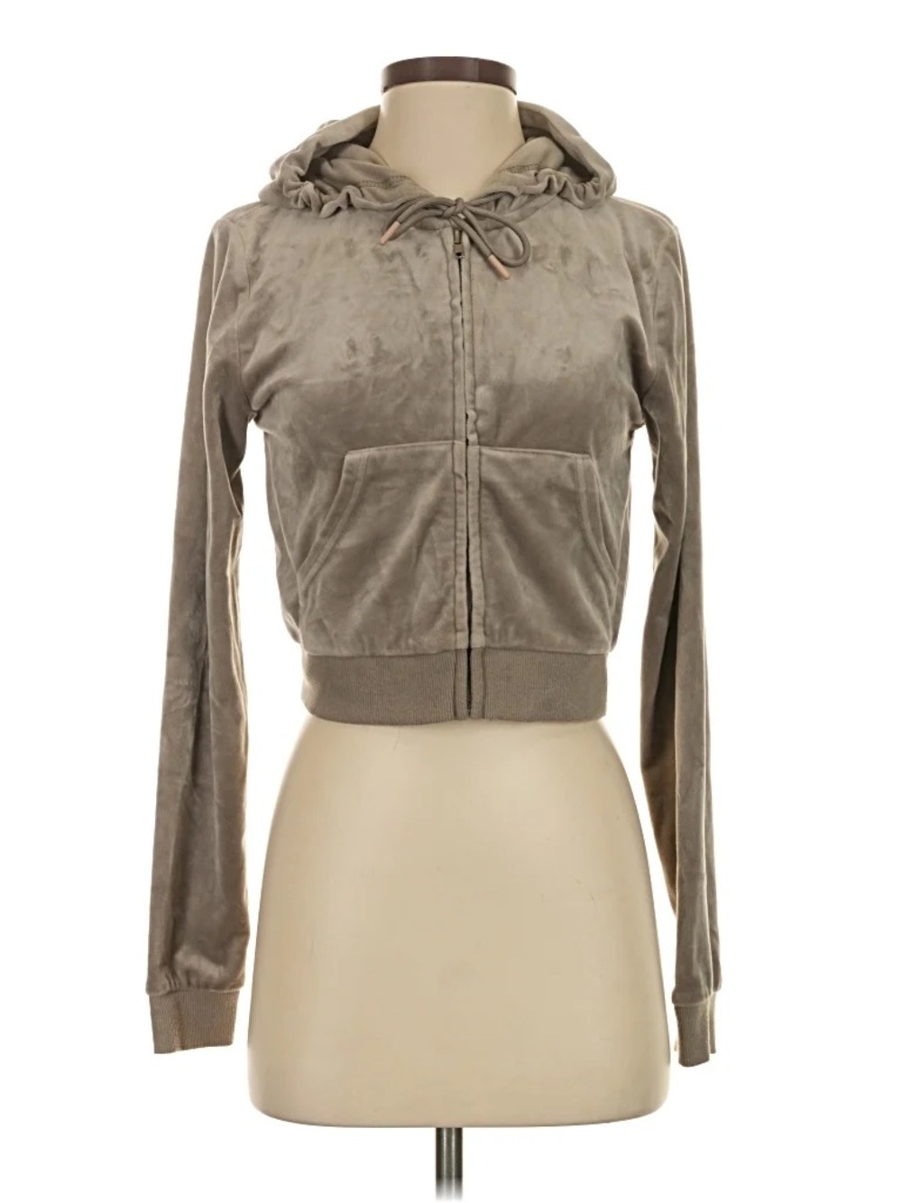 BRAND NEW W TAGS Velour Taupe beige Zip-Up Hoodie